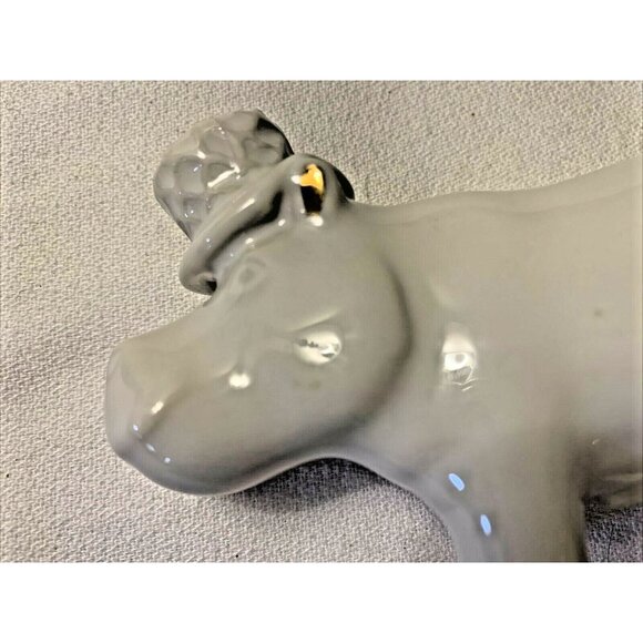 Hippo Salt & Pepper Shakers Ceramic  White with Gold Fleck Ears - Picture 8 of 12